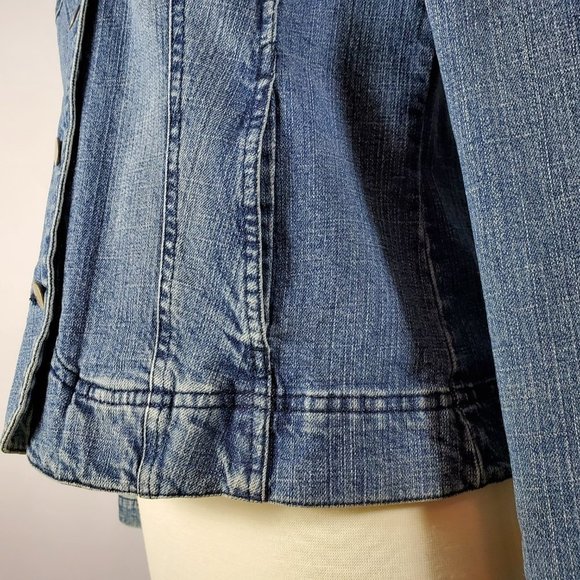 Kikit Jeans Embroidery & Sequins Denim Jacket Size L - Picture 8 of 13